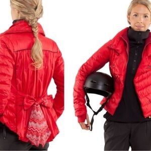 Lululemon Red down puffer Jacket with Bow